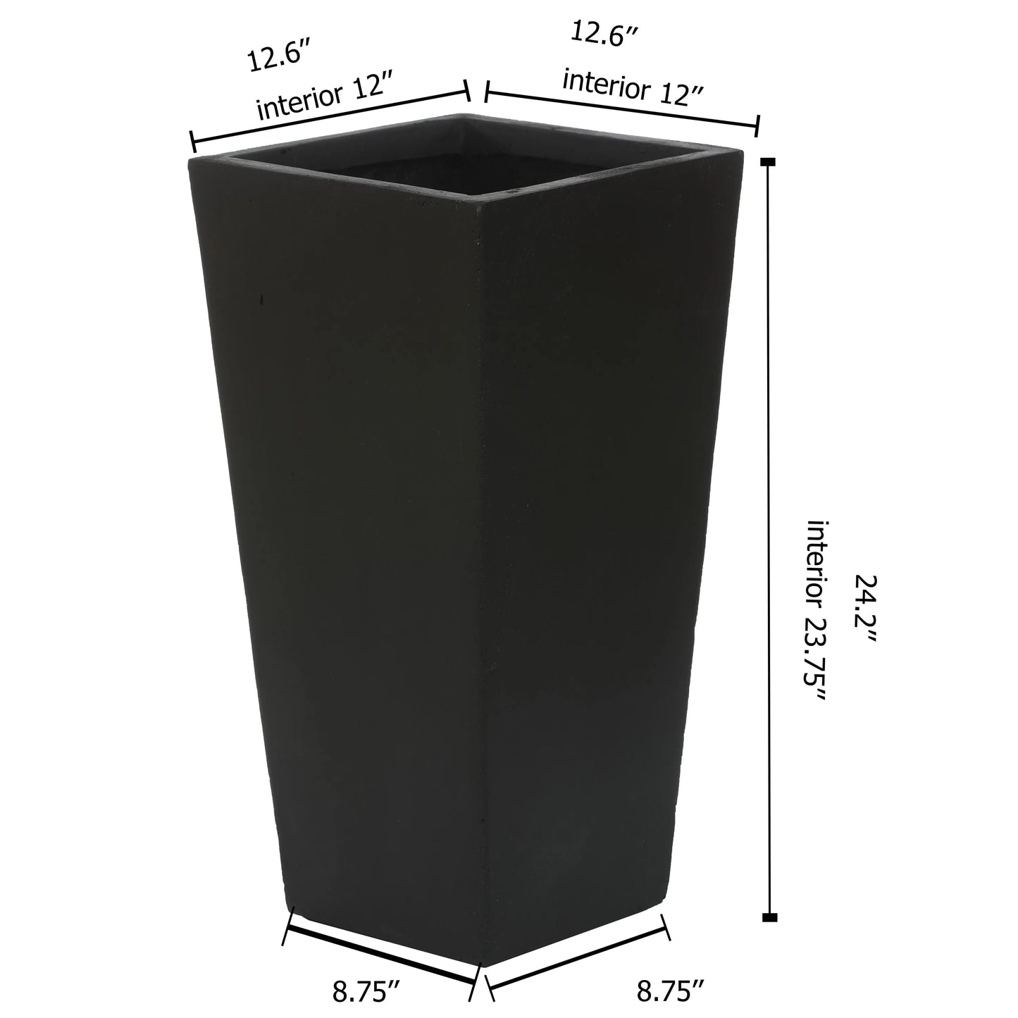 Tall Tapered Square Indoor & Outdoor MgO Planter