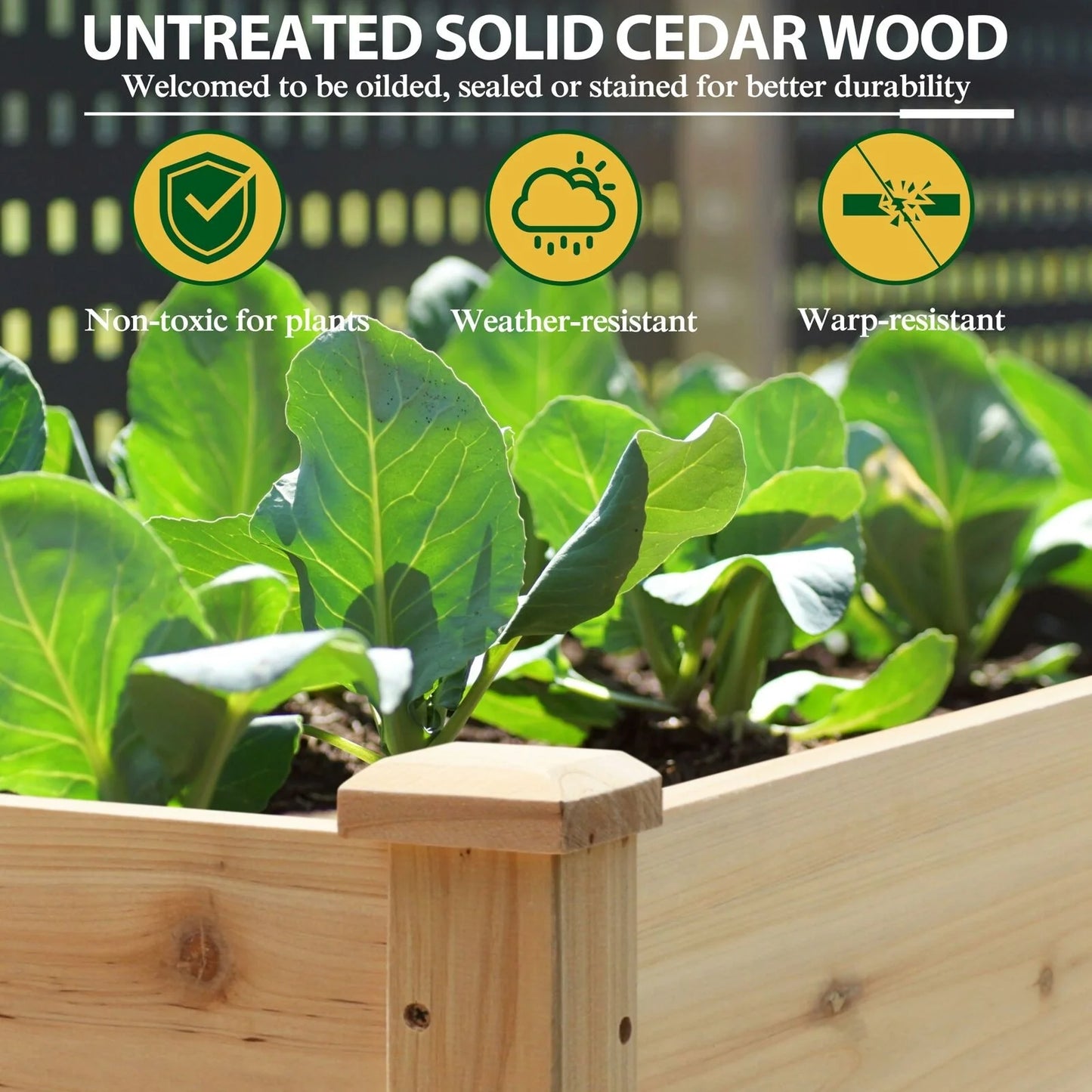 VEIKOUS Wood Raised Garden Bed Planter Box with Four Wheels and Legs, 46.8''W x 22.4''D x 33''H - 46.8''W x 22.4''D x 33''H