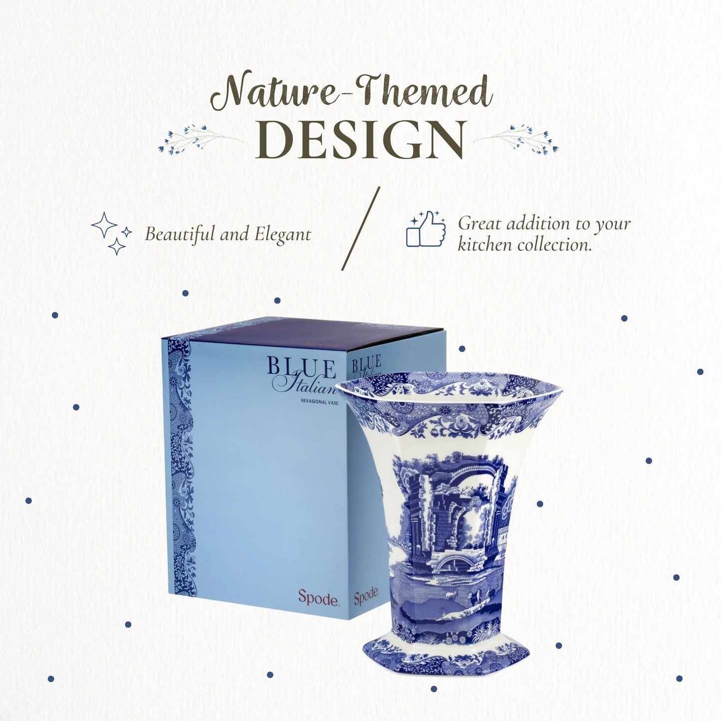 Spode Blue Italian Hexagonal Vase