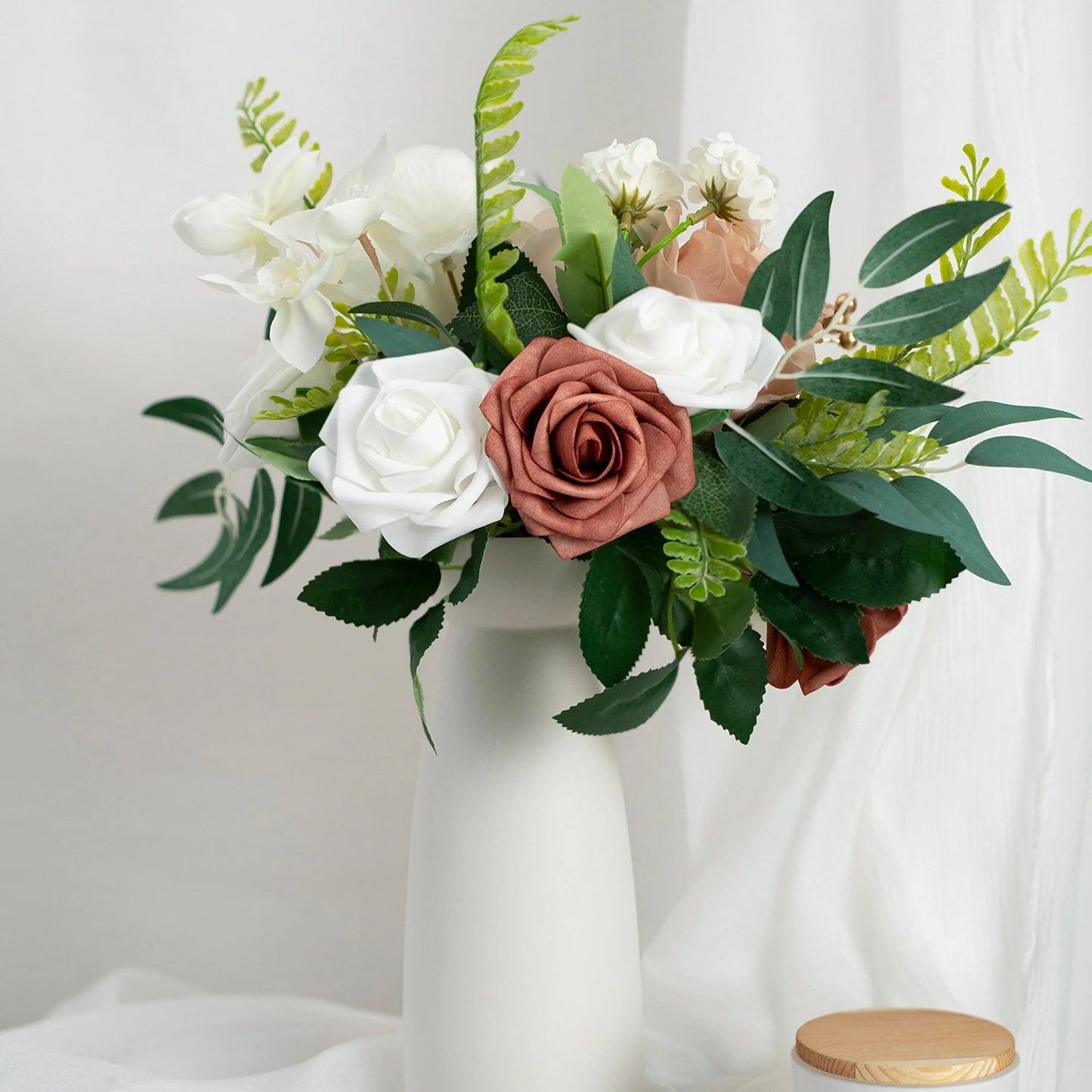 11 Inch Wedding Bouquet, Boho Bridesmaid Bouquet, Real Touch Bridal Bouquet, Floral Arrangement for Wedding