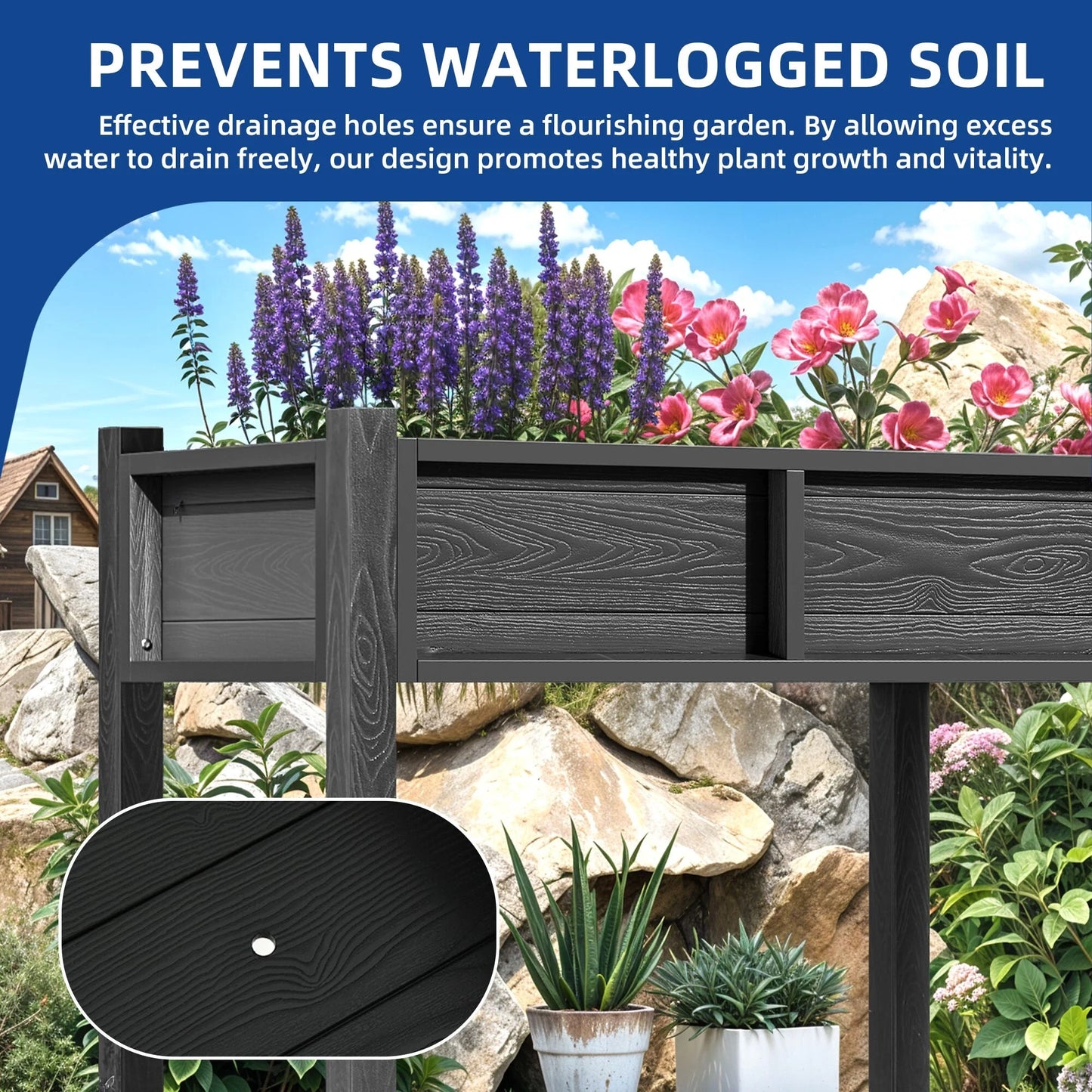 Moasis Poly Wood Raised Garden Bed Planter Box Stand for Backyard Patio Balcony