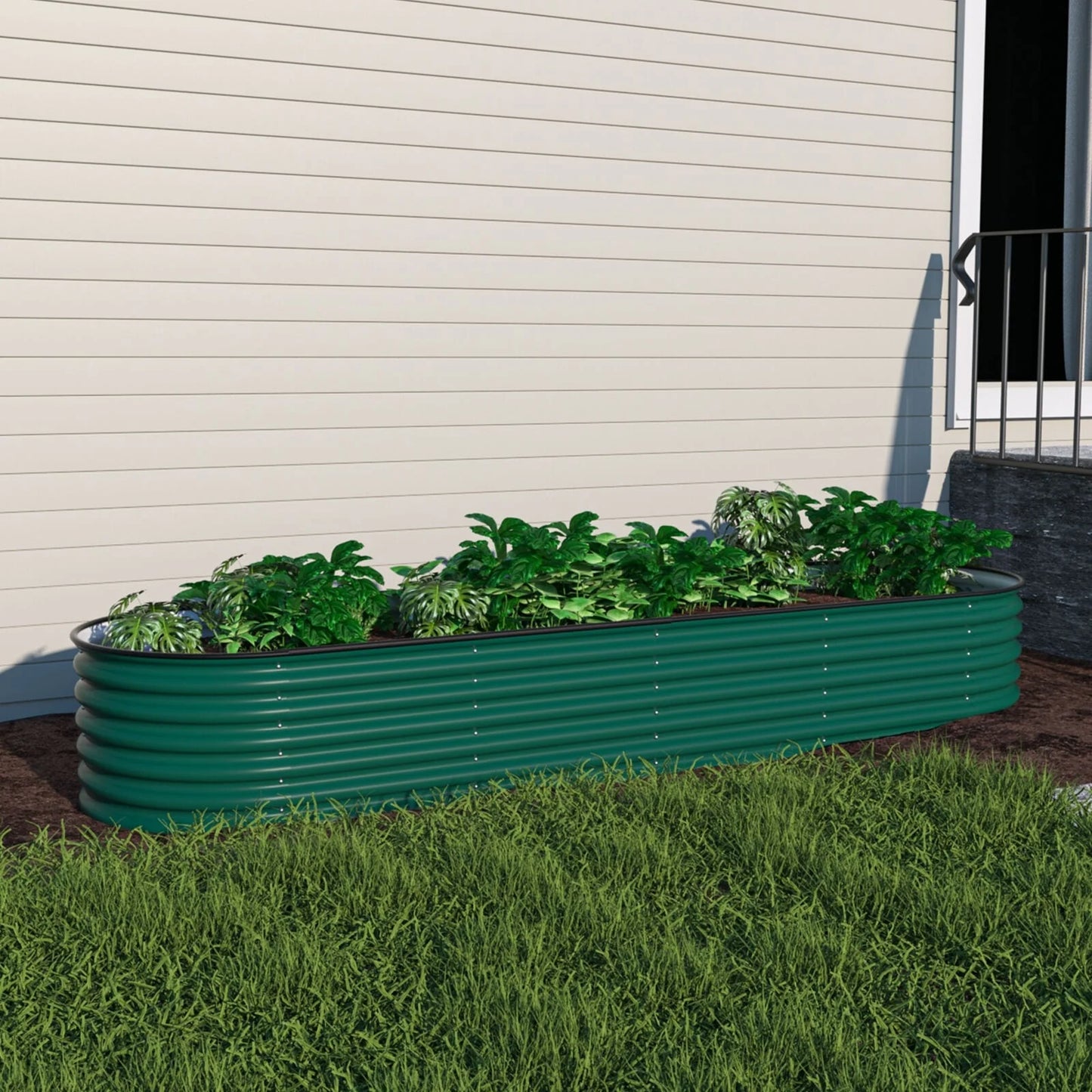 VEIKOUS 9-in-1 Modular Galvanized Metal Raised Garden Bed Kit for Outdoor Planters