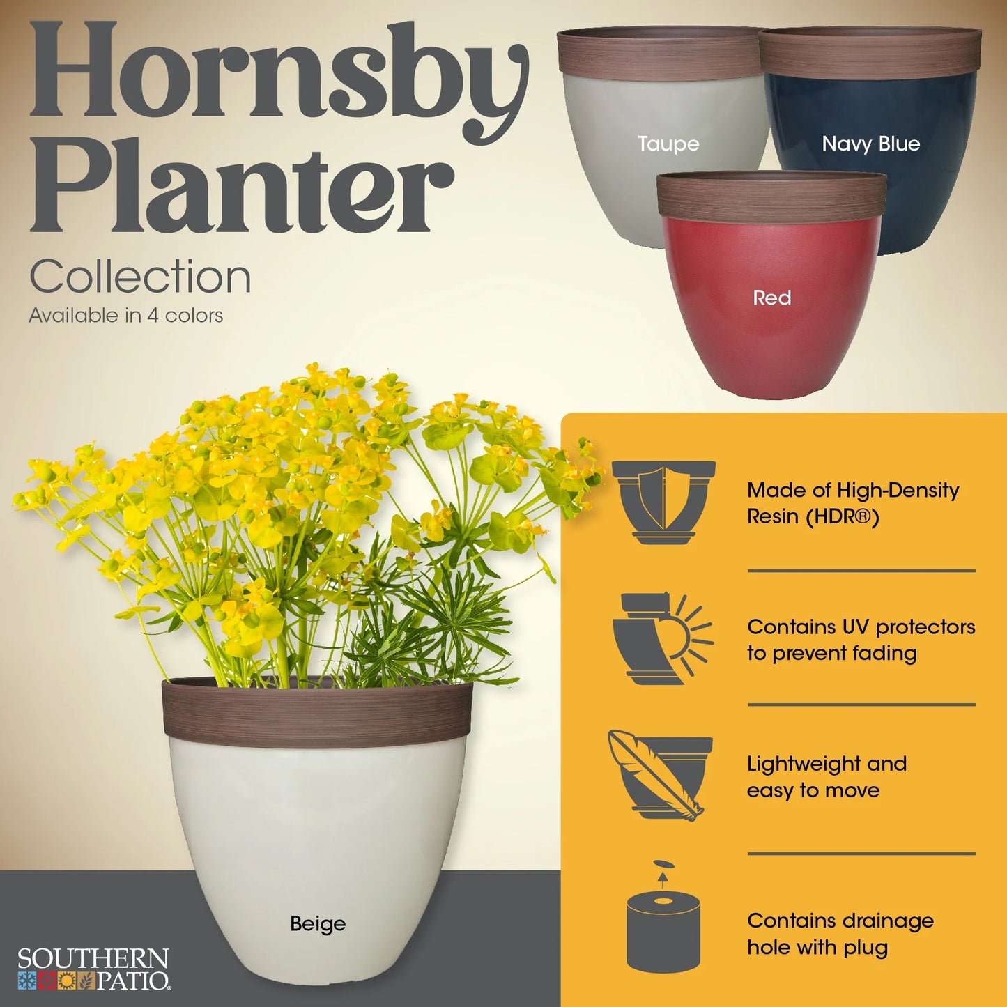 Southern Patio Hornsby Resin Planter