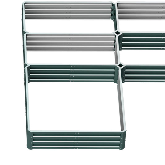 Outsunny 8 x 8' Raised Garden Bed Set, 5 Large Steel Flower Planters for Outdoor Plants, Easy Assembly