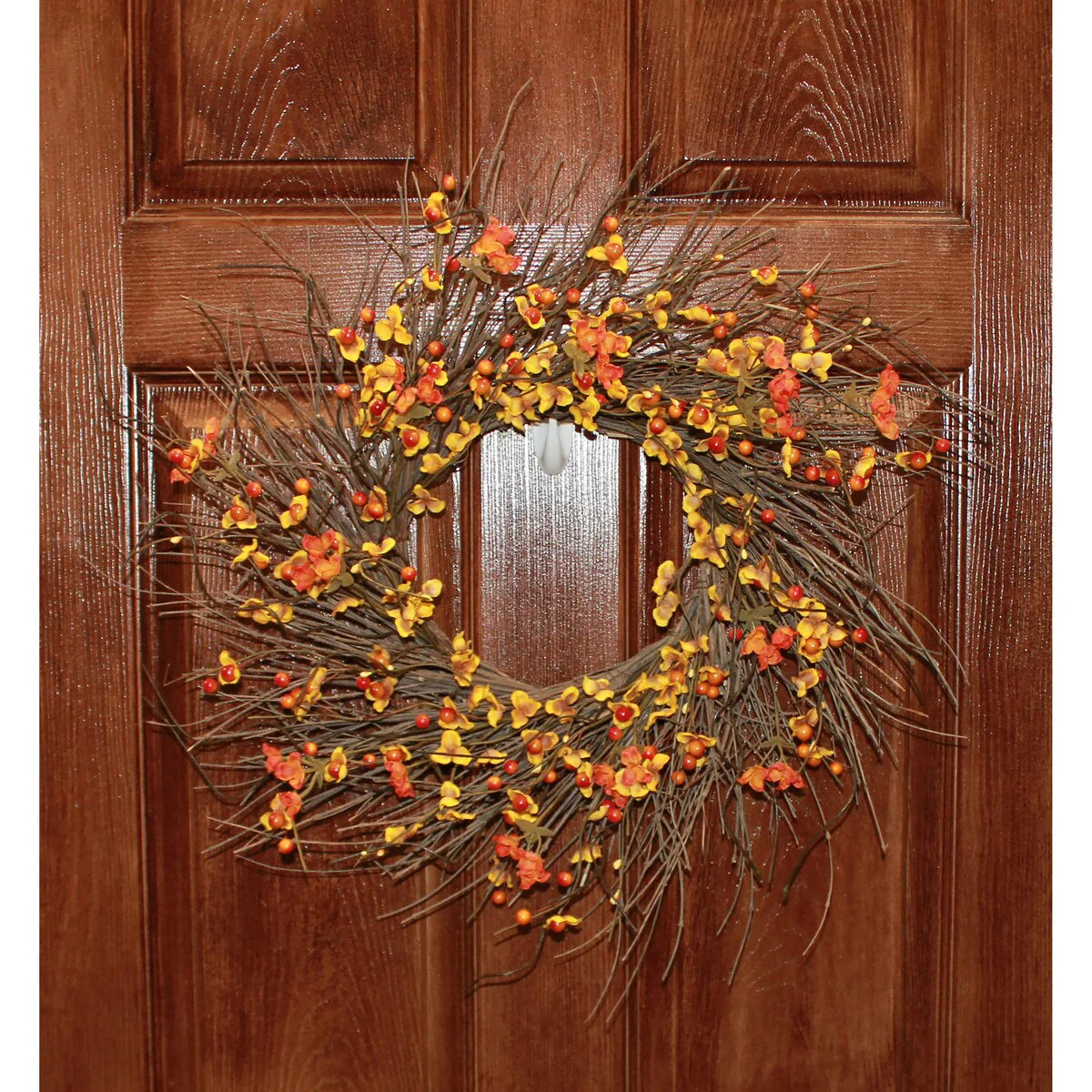 21" Fall Wreath with Artificial Bittersweet On Wild Natural Twigs - 21
