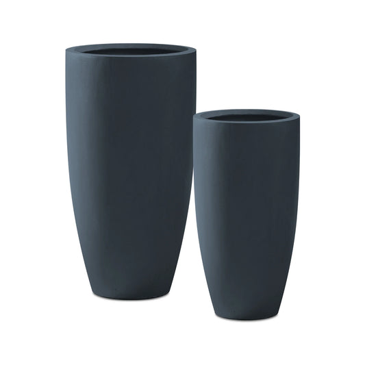 Kante 31.4" and 23.6"H Weathered Finish Concrete Tall Planters (Set of 2), Large Outdoor Indoor