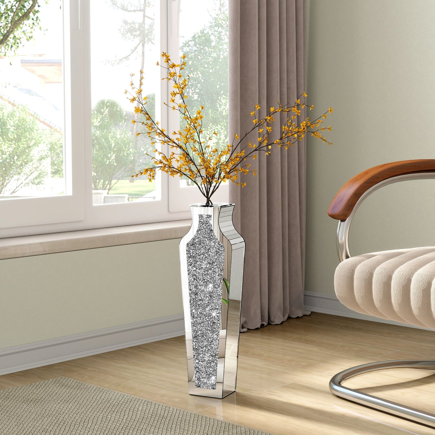 Tall Crushed Diamond Floor Vase