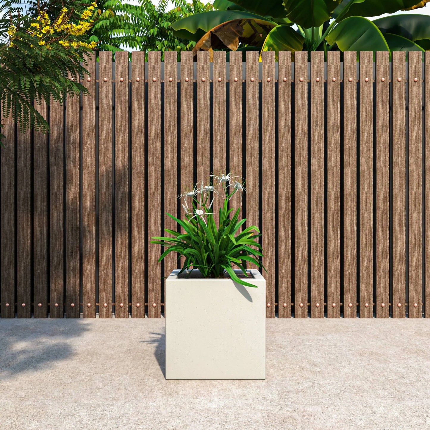 Fern Modern Square Fiberstone and MGO Clay Planter with Drainage for Indoor & Outdoor Home Office Patio Yard Decor