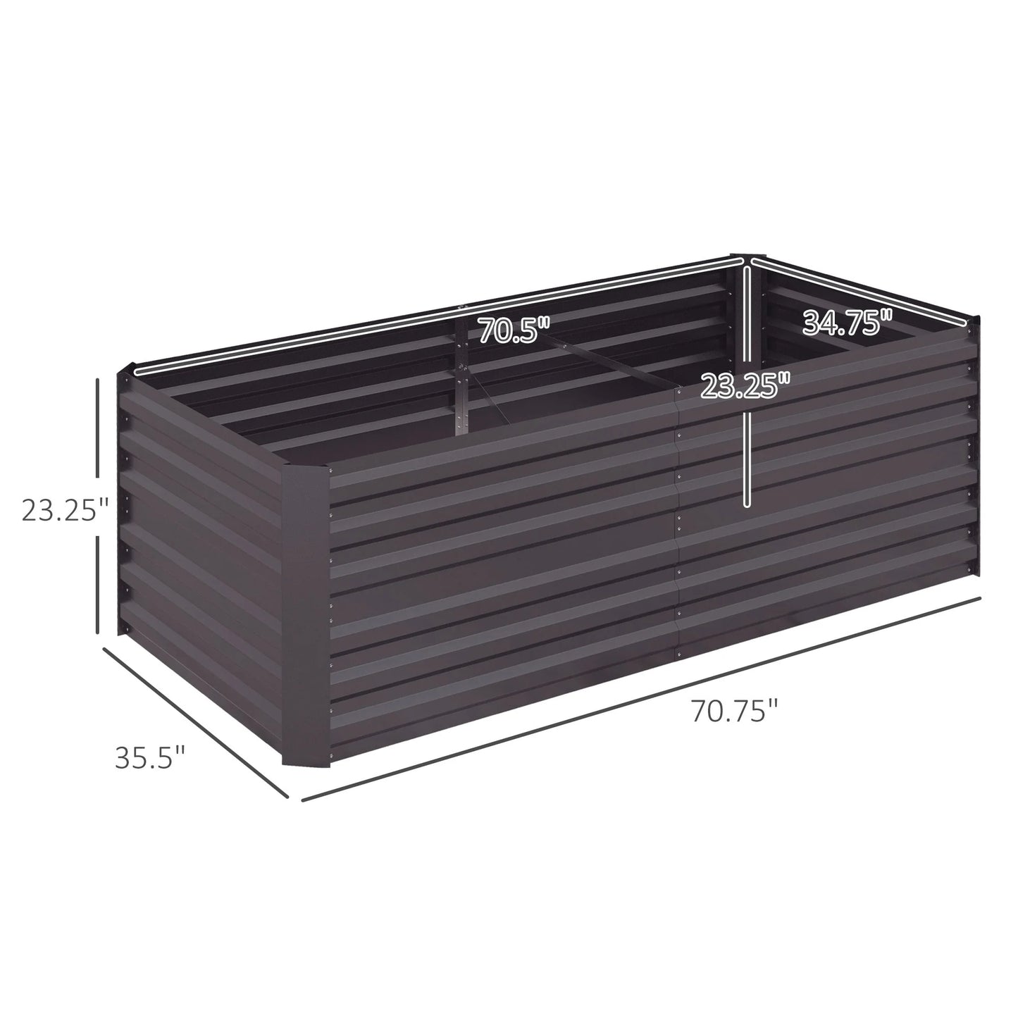 Outsunny Raised Garden Bed, 71" x 36" x 23" Galvanized Steel Planters for Outdoor Plants with Reinforced Rods