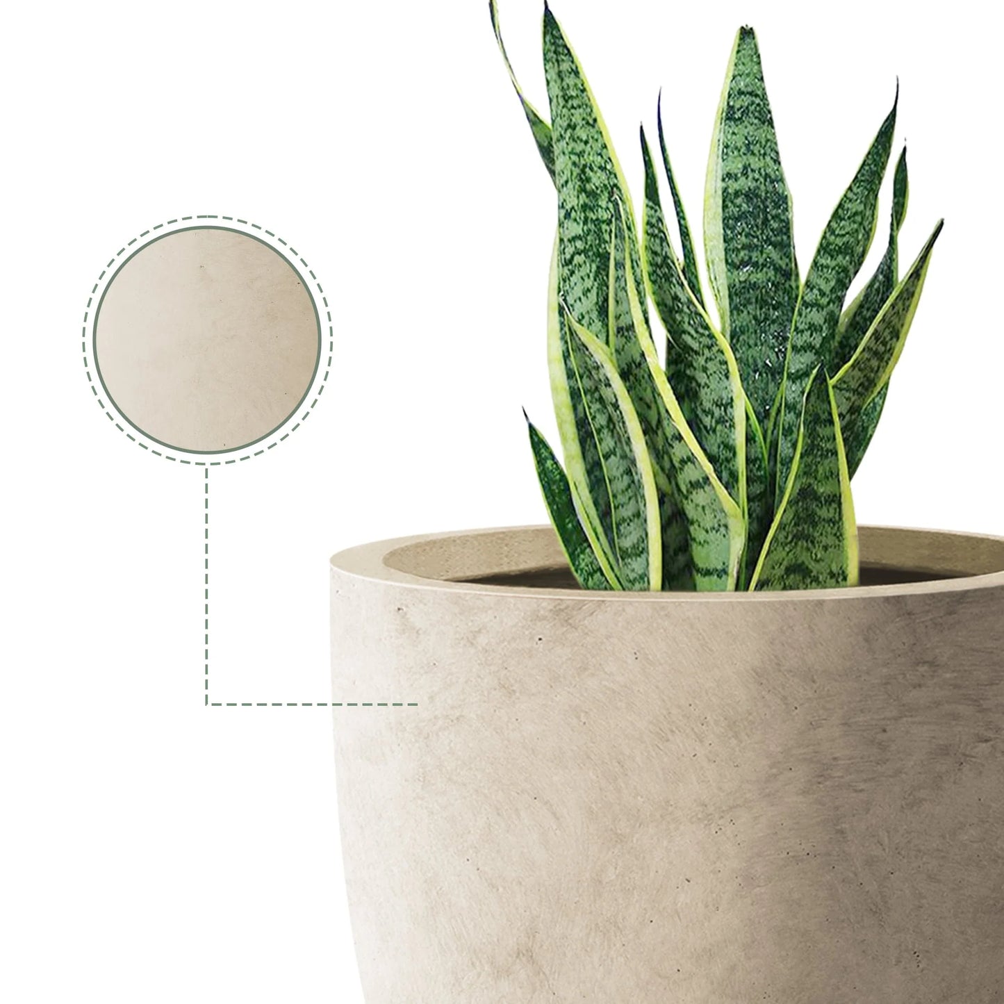 Plantara 14"D Round Concrete planter with Drainage Hole, Outdoor Flower pot, Modern Planter pot for Garden