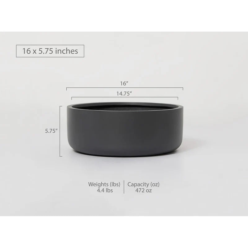 Indoor/Outdoor Large Nordic Minimalist Fiberstone Lightweight Round Bowl Planter Pot - 16, 12 inch Matte Finish