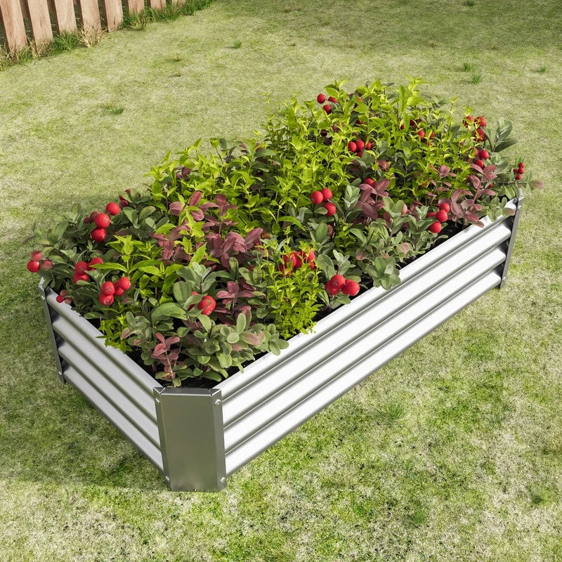 Metal Raised Garden Bed Outdoor Rectangle Planter Box for Gardening
