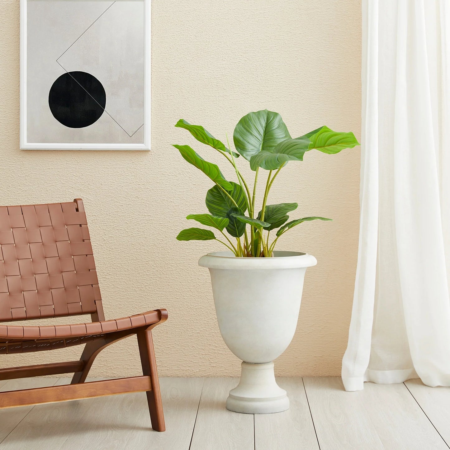 Glitzhome Modern Oversized Eco-Friendly PE Faux Terrazzo Urn Planter Porch Flowerpot (Set of 2/Set of 3)
