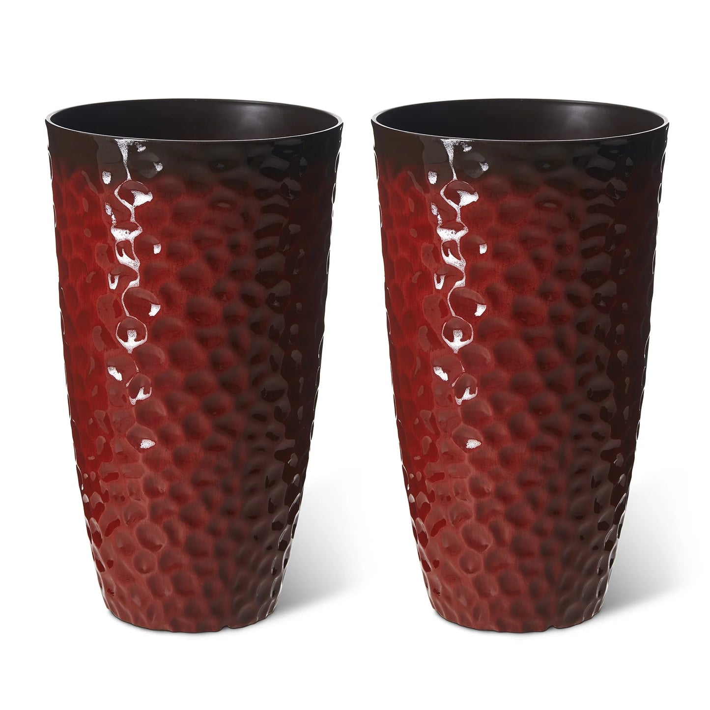 Glitzhome 23.75"H Set of 2 Oversized Eco-Friendly PP and Stone Honeycomb Textured Blue/Green/Red Tall Plastic Planter