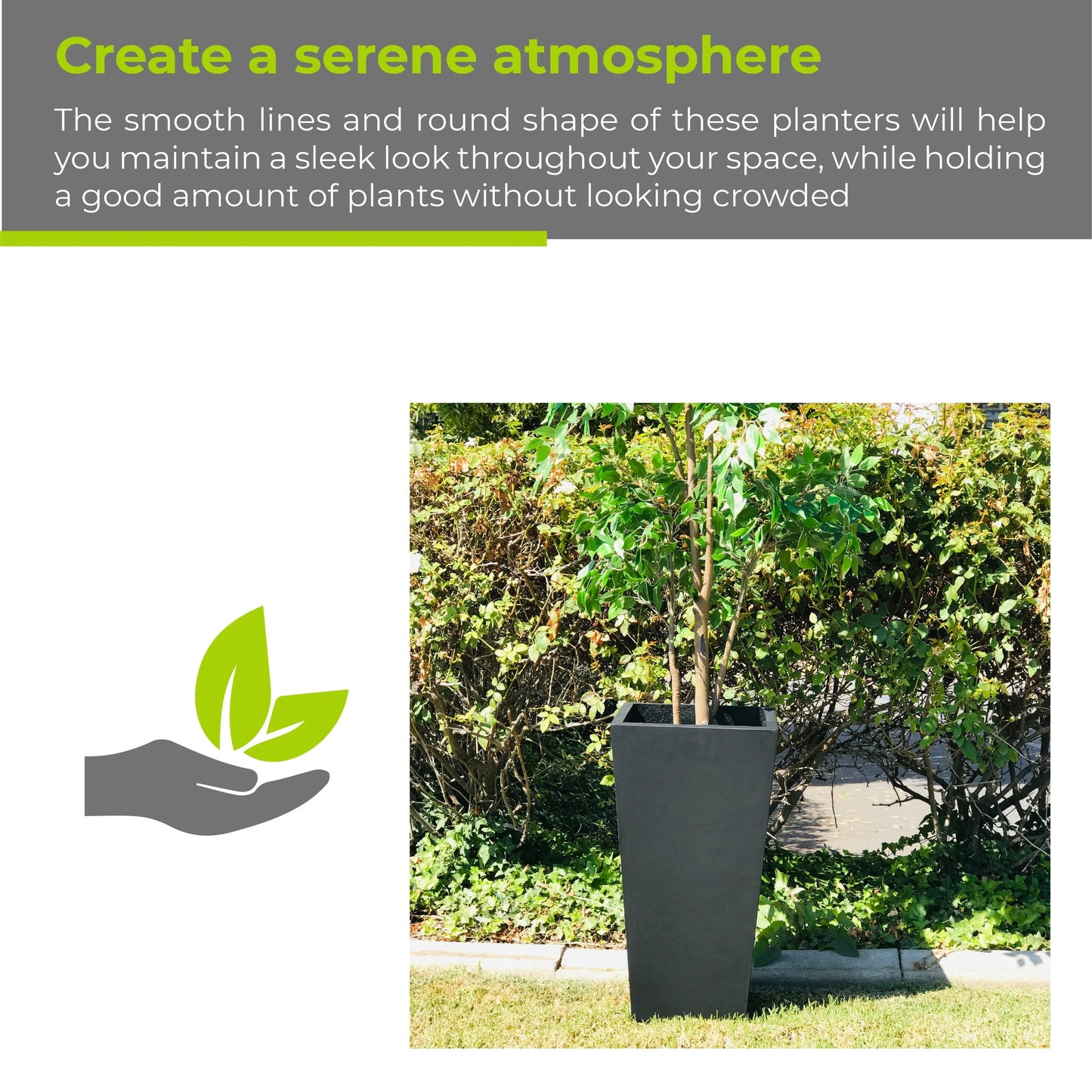 Kante 28 in. Tall Burnished Black Lightweight Concrete Modern Tapered Tall Square Indoor/Outdoor Planter