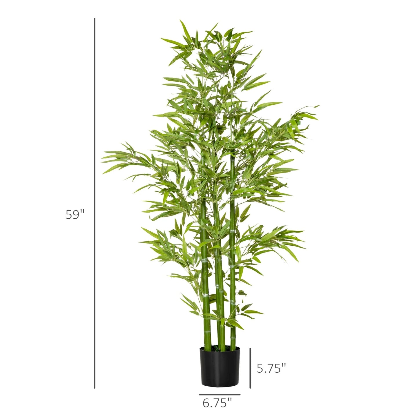 HOMCOM 5FT Artificial Bamboo Tree Faux Decorative Plant in Nursery Pot for Indoor Outdoor Décor - 6.75" x 6.75" x 59"