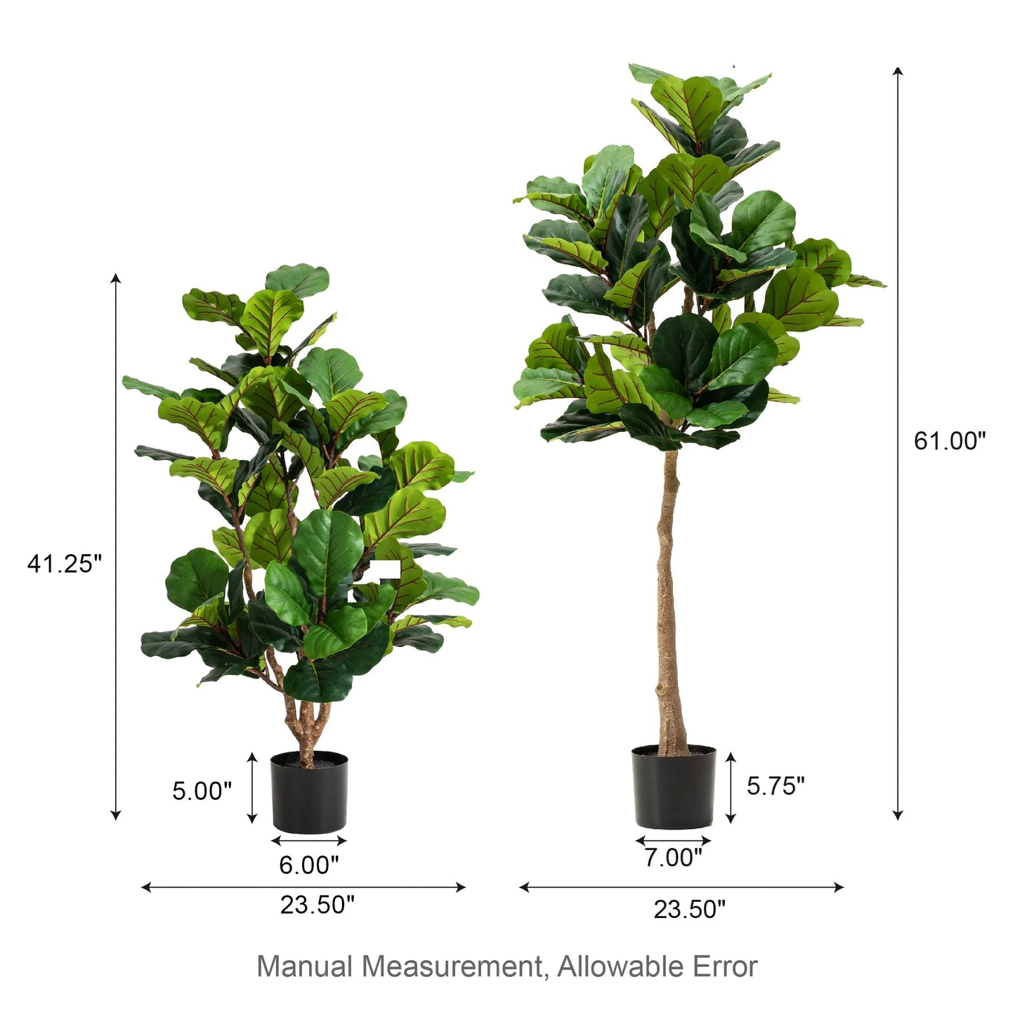 Glitzhome 3.5ft/5ft.Potted Real Touch Fiddle Leaf Fig Faux Tree