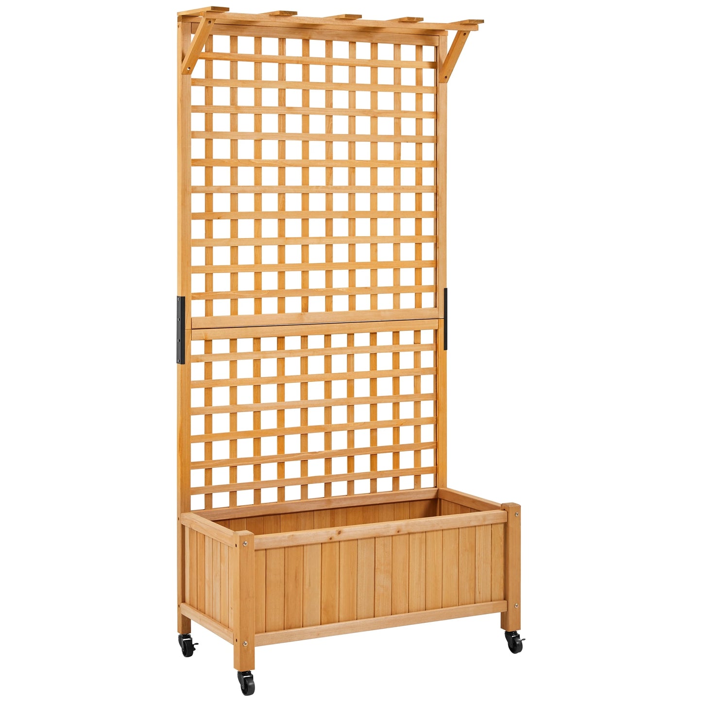 Yaheetech 72"H Wood Planter Raised Bed with Trellis Free Standing Planter Box for Garden Yard