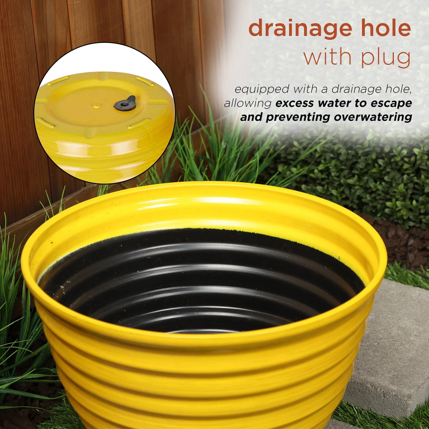 16" Yellow Glazed Planter