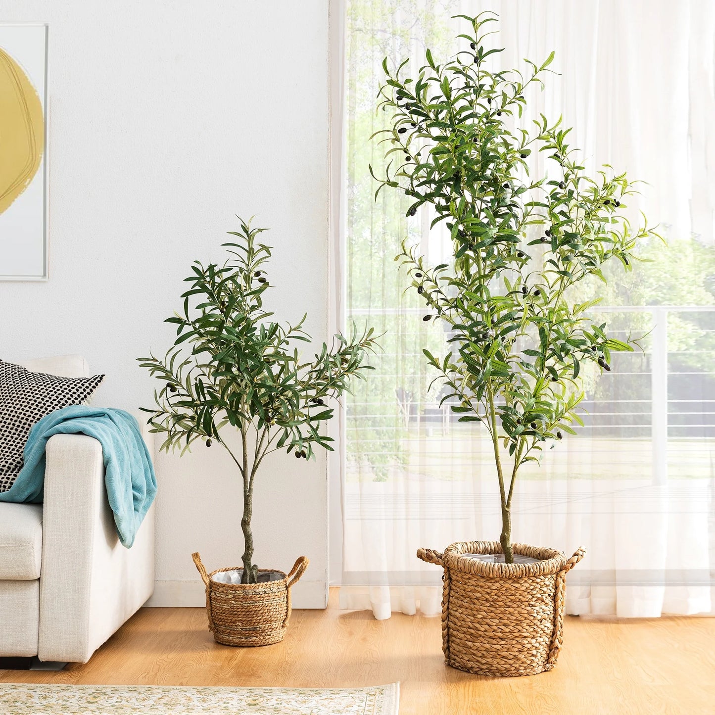 Glitzhome Real Touch Olive Artificial Tree With Black Pot