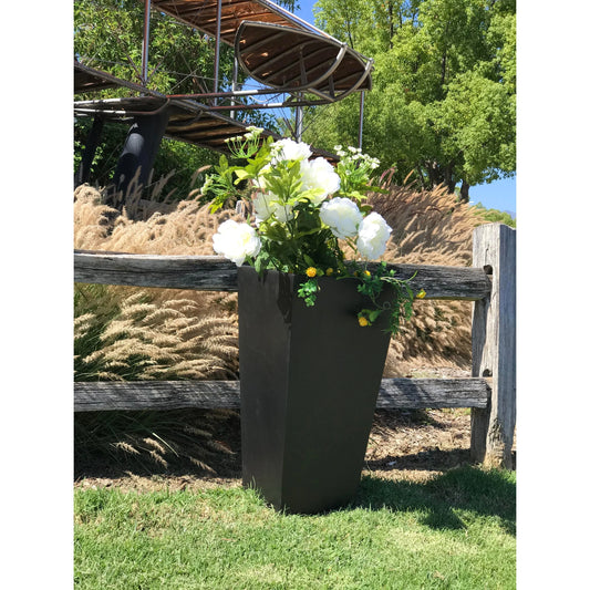 Kante 28 in. Tall Burnished Black Lightweight Concrete Modern Tapered Tall Square Indoor/Outdoor Planter