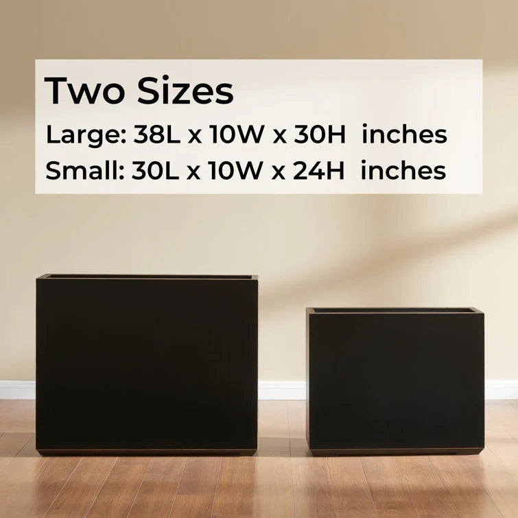 Metallic Heavy Planter for Outdoor Plants, 24.02" H x 30" W x 9.84" D	Tall and Long Metal Divider Planter Box
