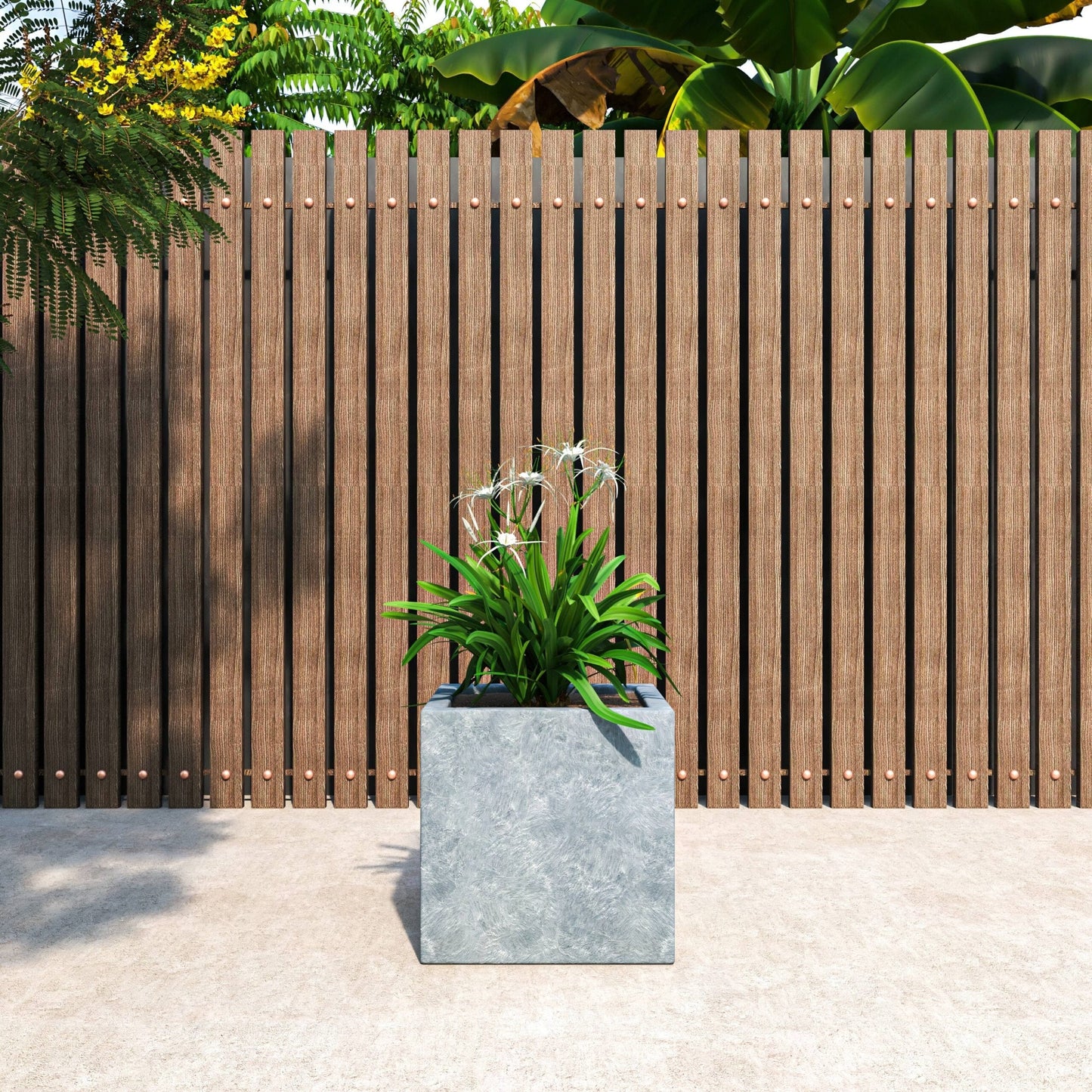 Fern Modern Square Fiberstone and MGO Clay Planter with Drainage for Indoor & Outdoor Home Office Patio Yard Decor