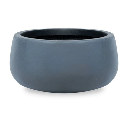Kante 19.6"W Weathered Concrete Round Planter, Outdoor/Indoor Modern Planter, Seamless with Drainage Hole, Black