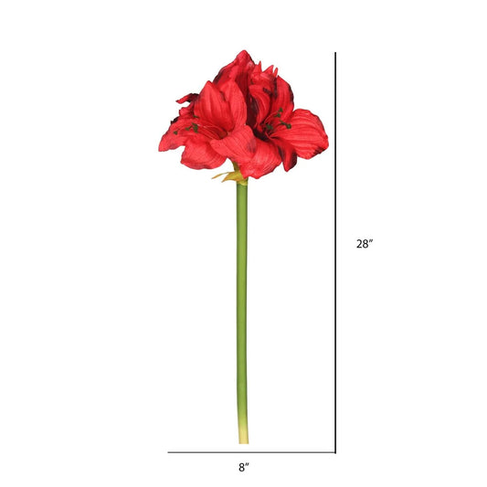 Vickerman 28" Artificial Single Red Amaryllis Stem, Set of 3