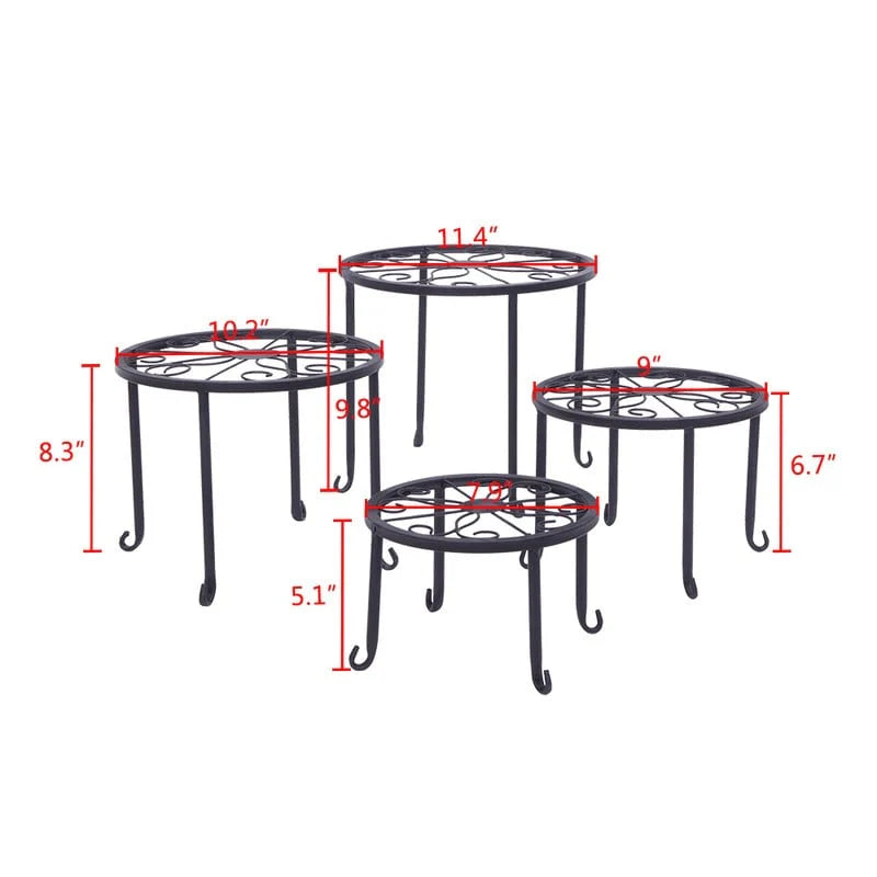 Round Iron Garden Plant Stand Pot Potted Holder