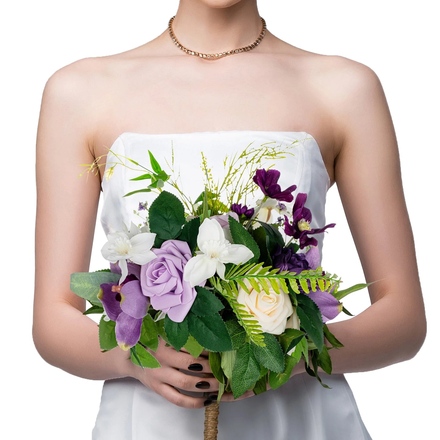 11 Inch Wedding Bouquet, Boho Bridesmaid Bouquet, Real Touch Bridal Bouquet, Floral Arrangement for Wedding
