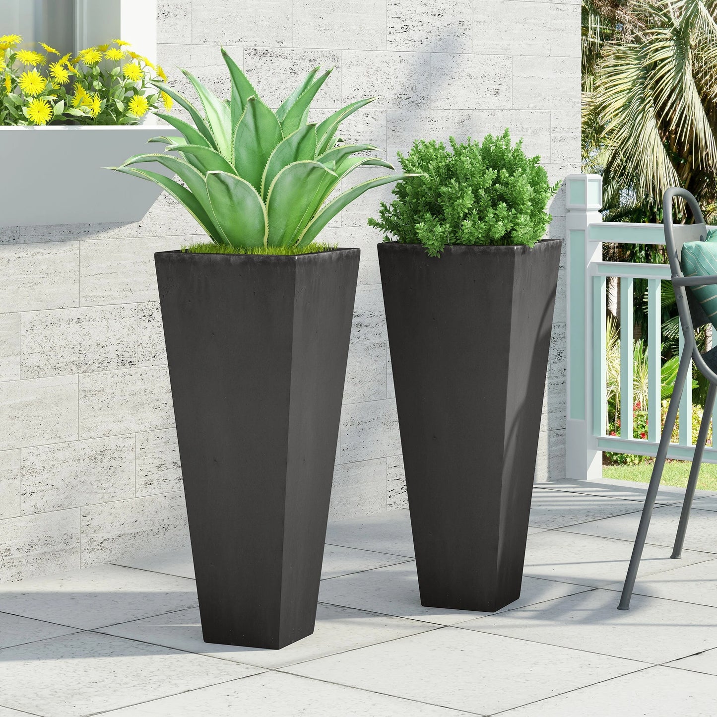 Ella Outdoor Cast Stone Outdoor Planters by Christopher Knight Home