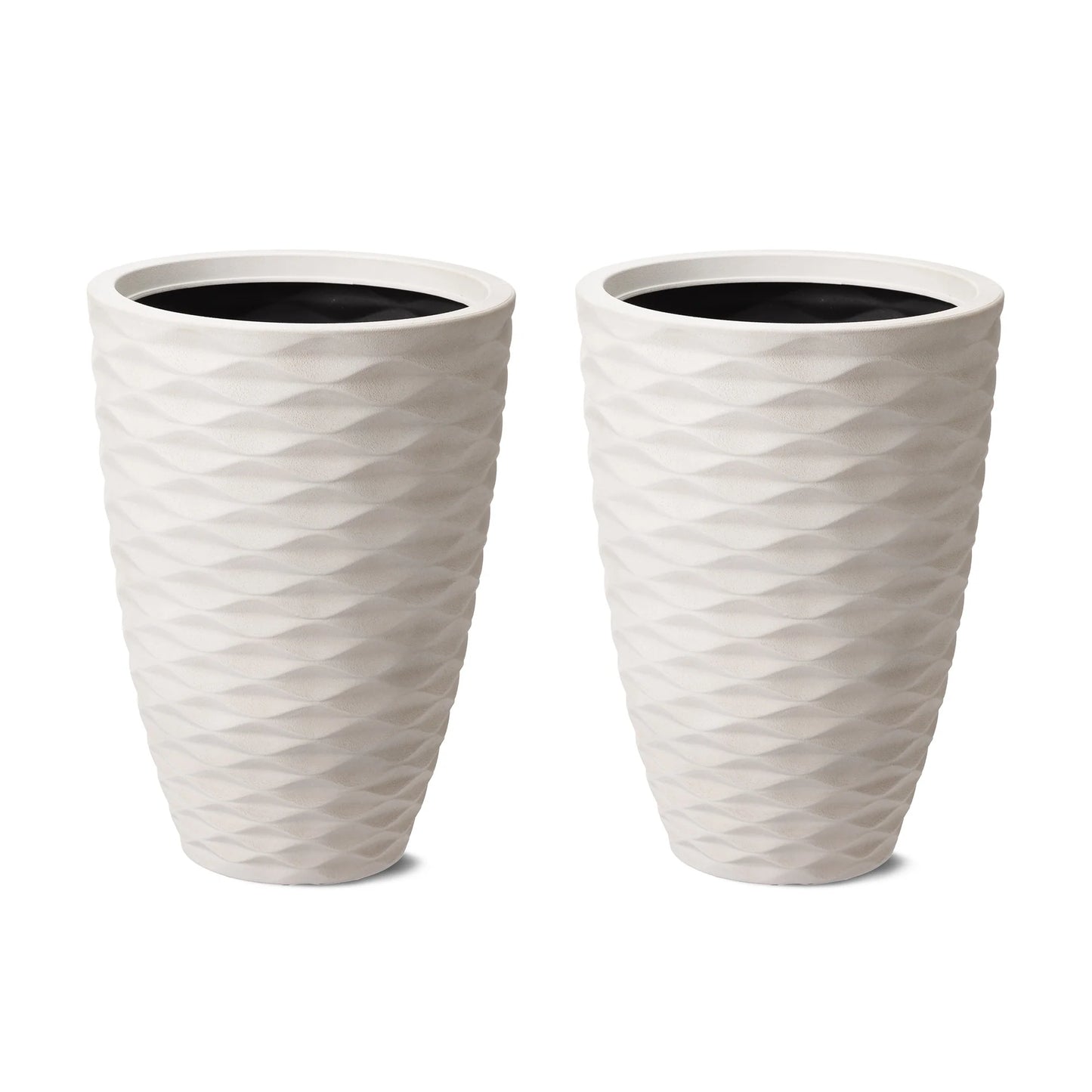 Glitzhome 19"H Set of 2 Modern Oversized Tall Planter Flowerpot Eco-Friendly Wave/ Diamond Textured Plant Pot
