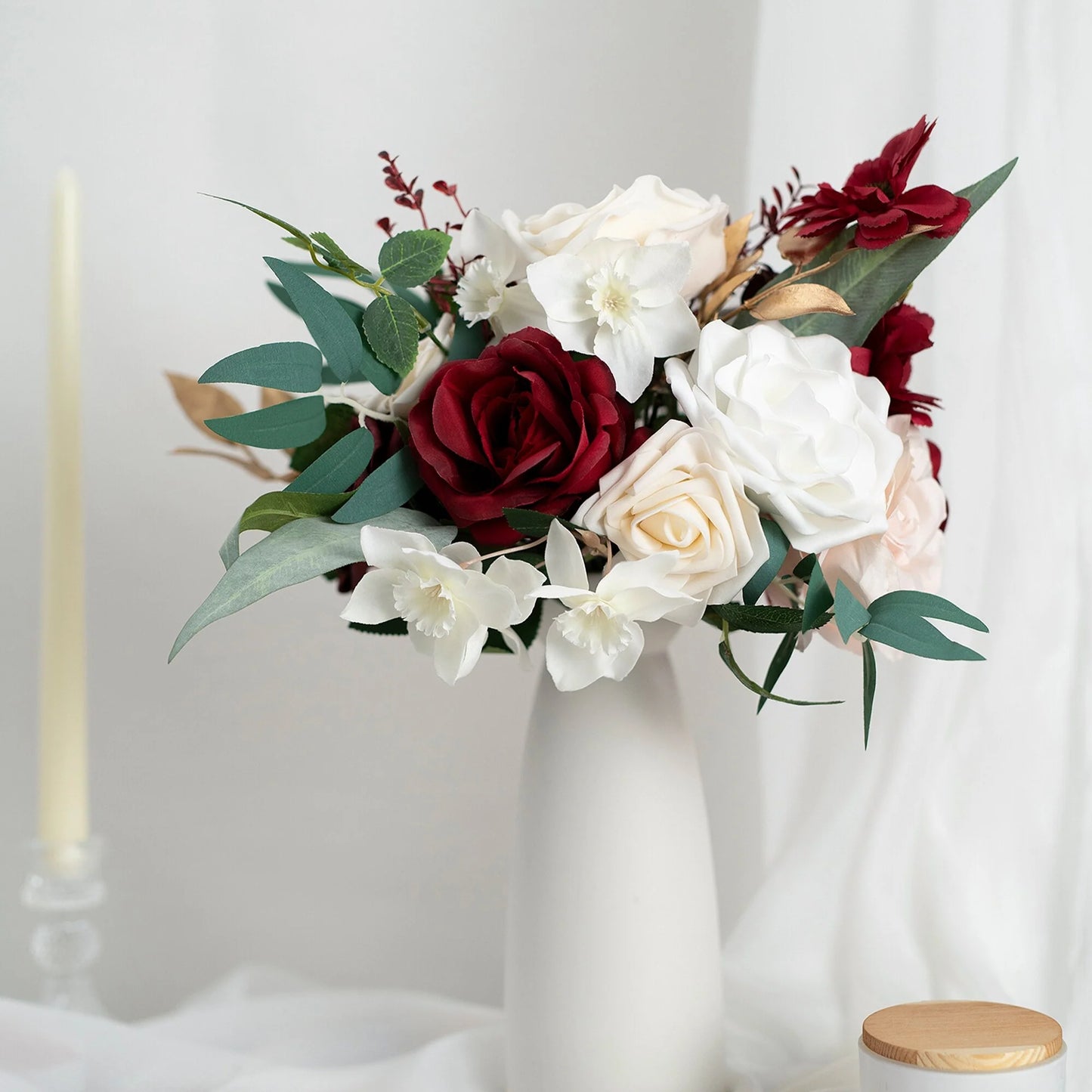 11 Inch Wedding Bouquet, Boho Bridesmaid Bouquet, Real Touch Bridal Bouquet, Floral Arrangement for Wedding