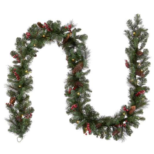 National Tree Company 9 ft. Pre-lit Crestwood Spruce Garland with Cones - 9 ft