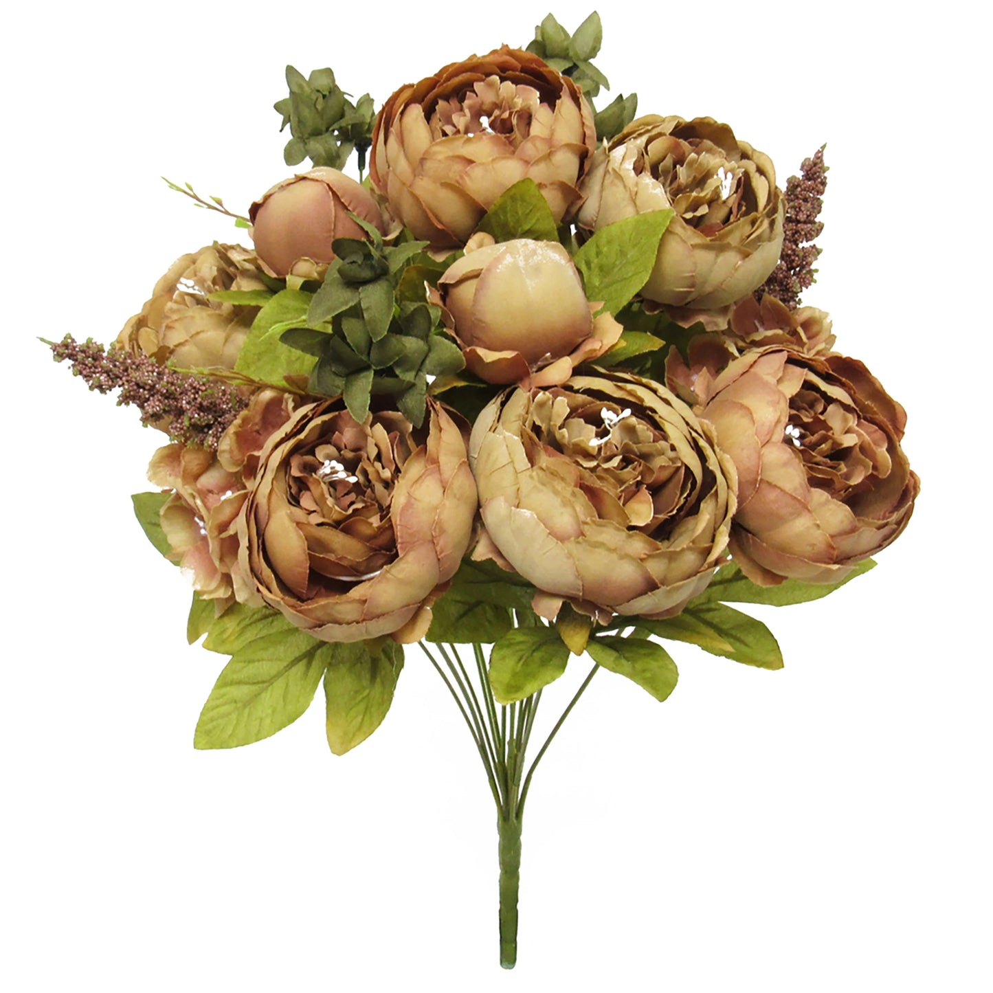 Artificial Mixed Peony Hydrangea Flower Stem Bush Bouquet 19in