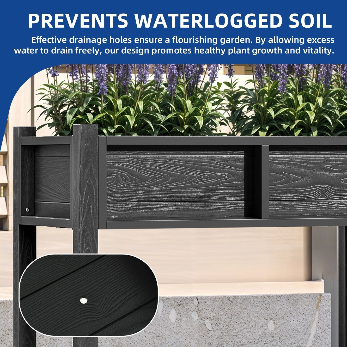 Moasis Poly Wood Raised Garden Bed Planter Box Stand for Backyard Patio Balcony