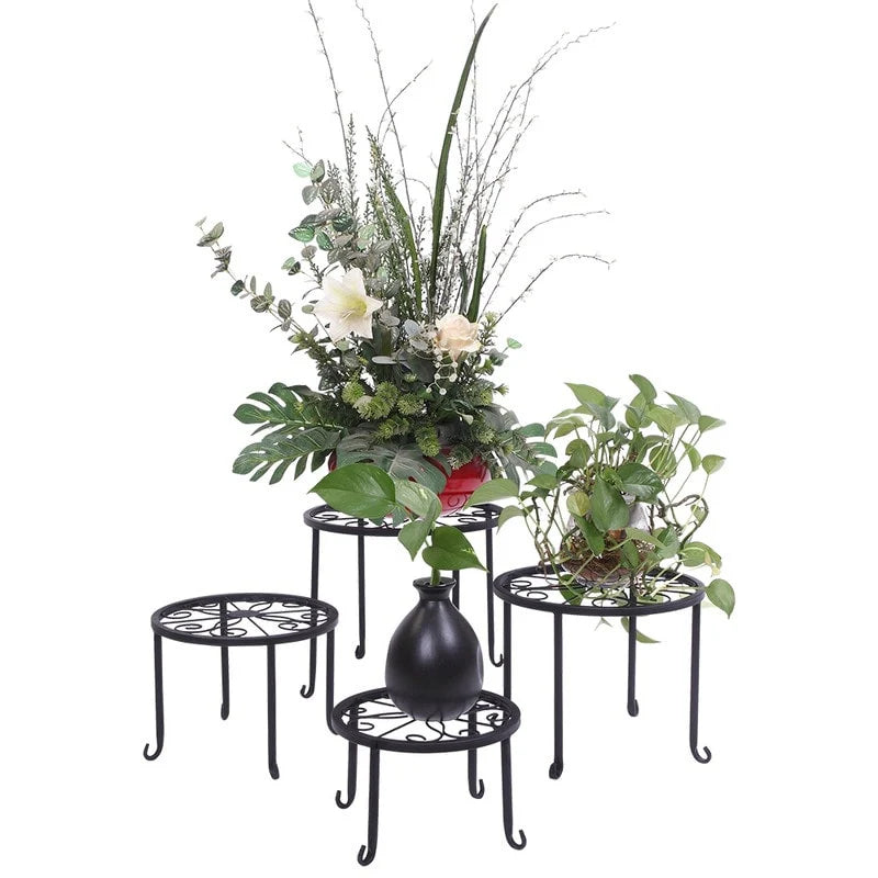 Round Iron Garden Plant Stand Pot Potted Holder