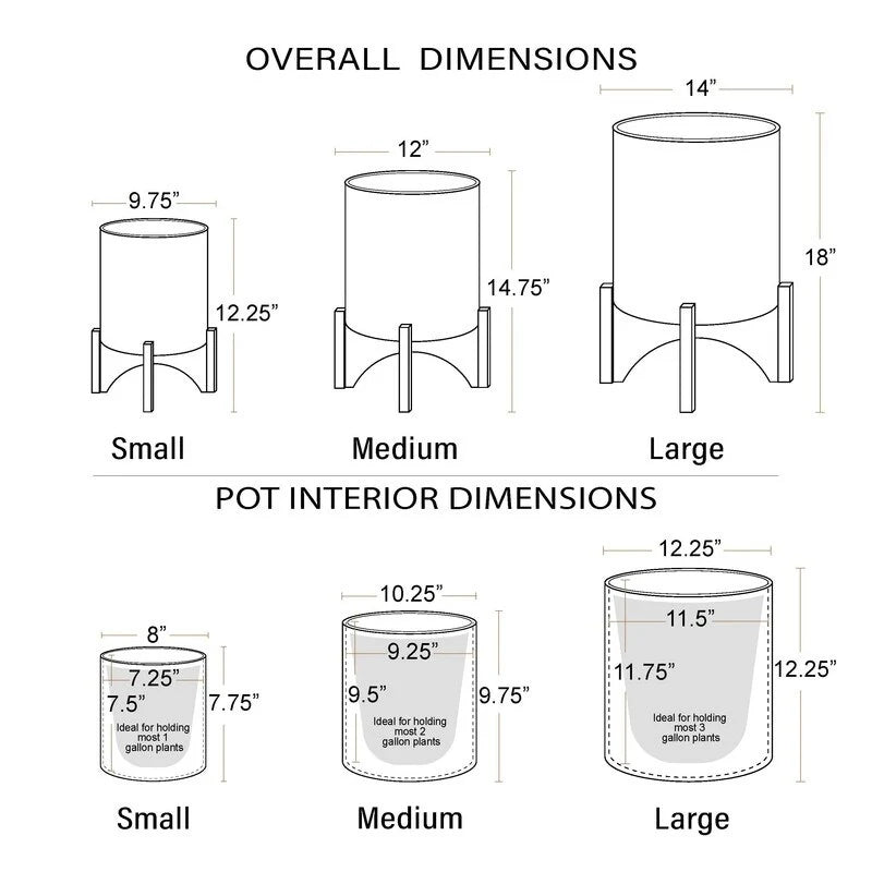 Honeycomb Mid-Century Modern Indoor Metal Pot Planter with Arch Wood Base