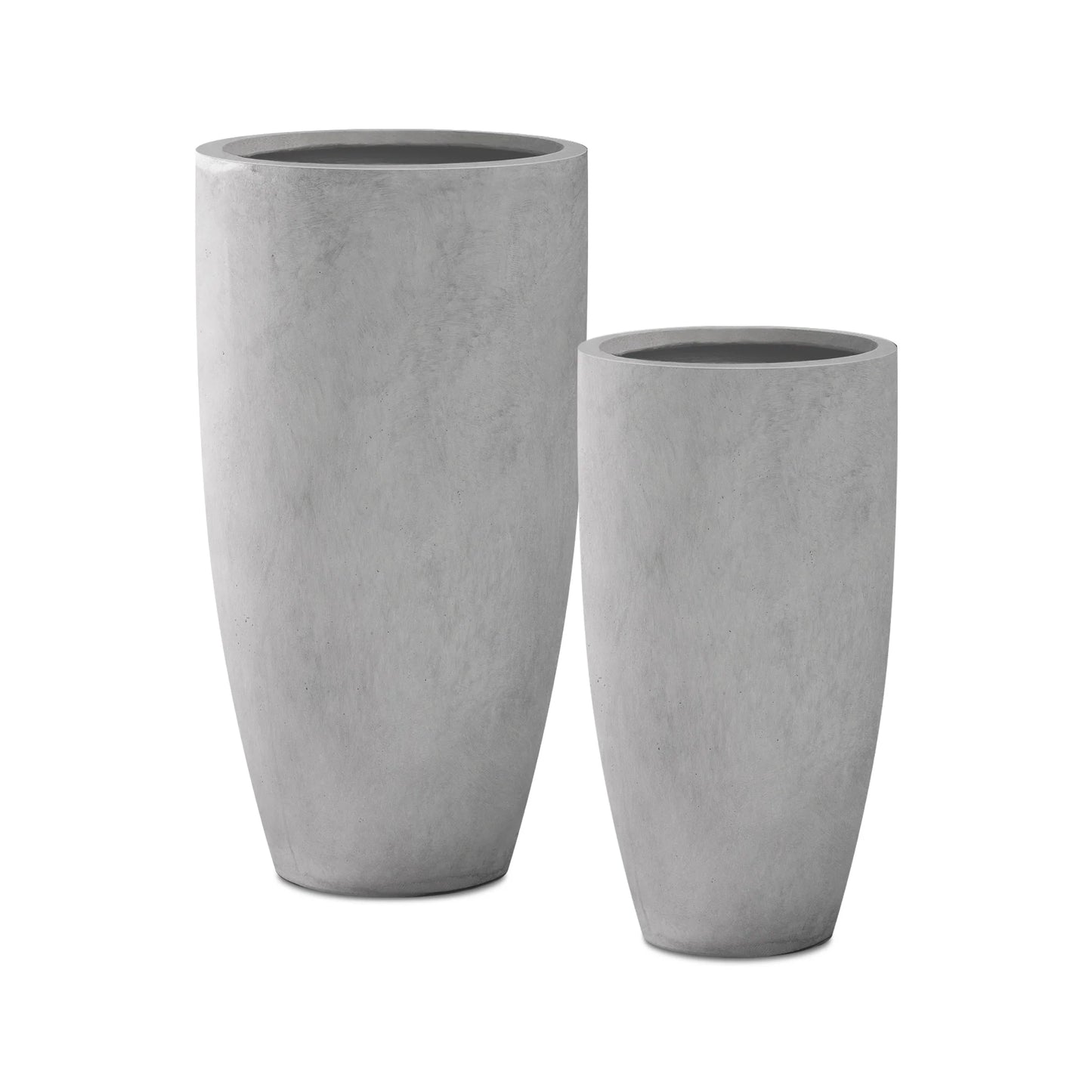 Kante 31.4" and 23.6"H Weathered Finish Concrete Tall Planters (Set of 2), Large Outdoor Indoor