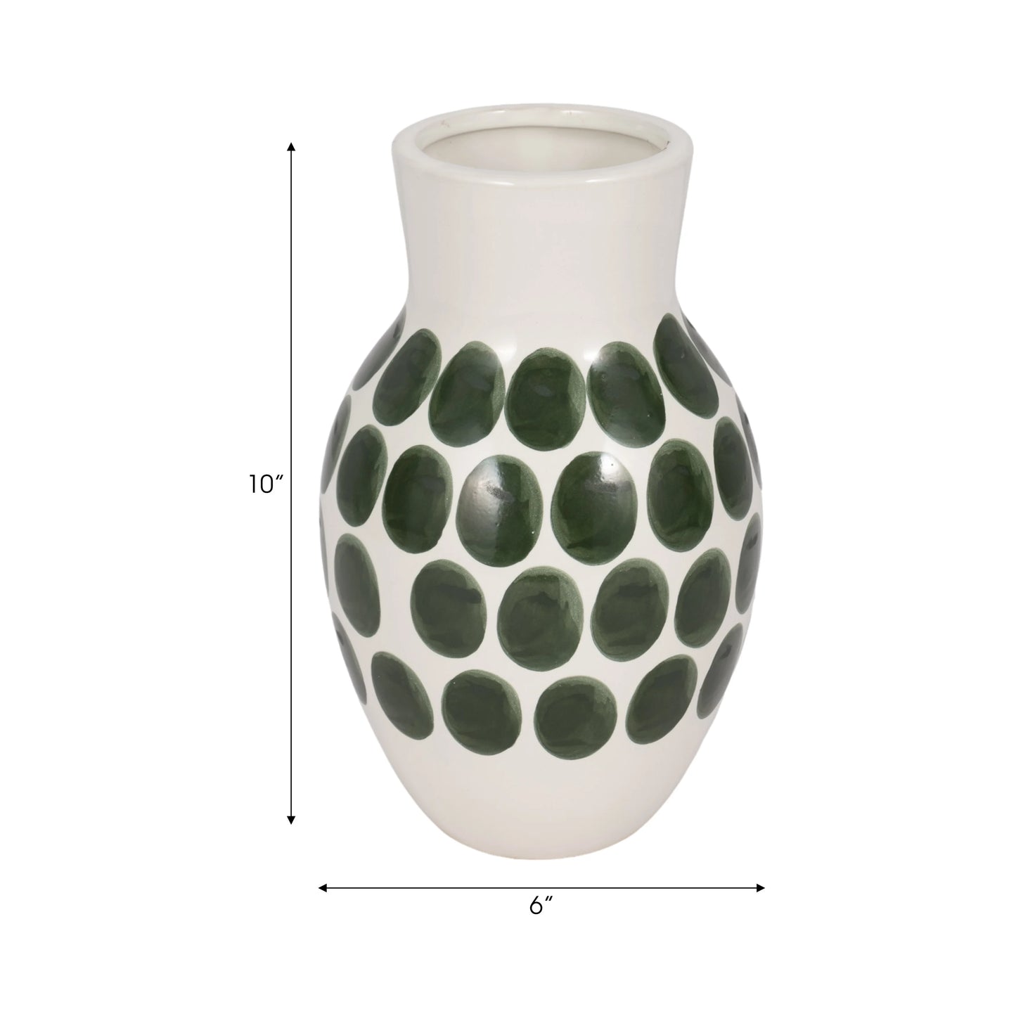 Sagebrook Home Ceramic Abstract White and Polka Dot Vase