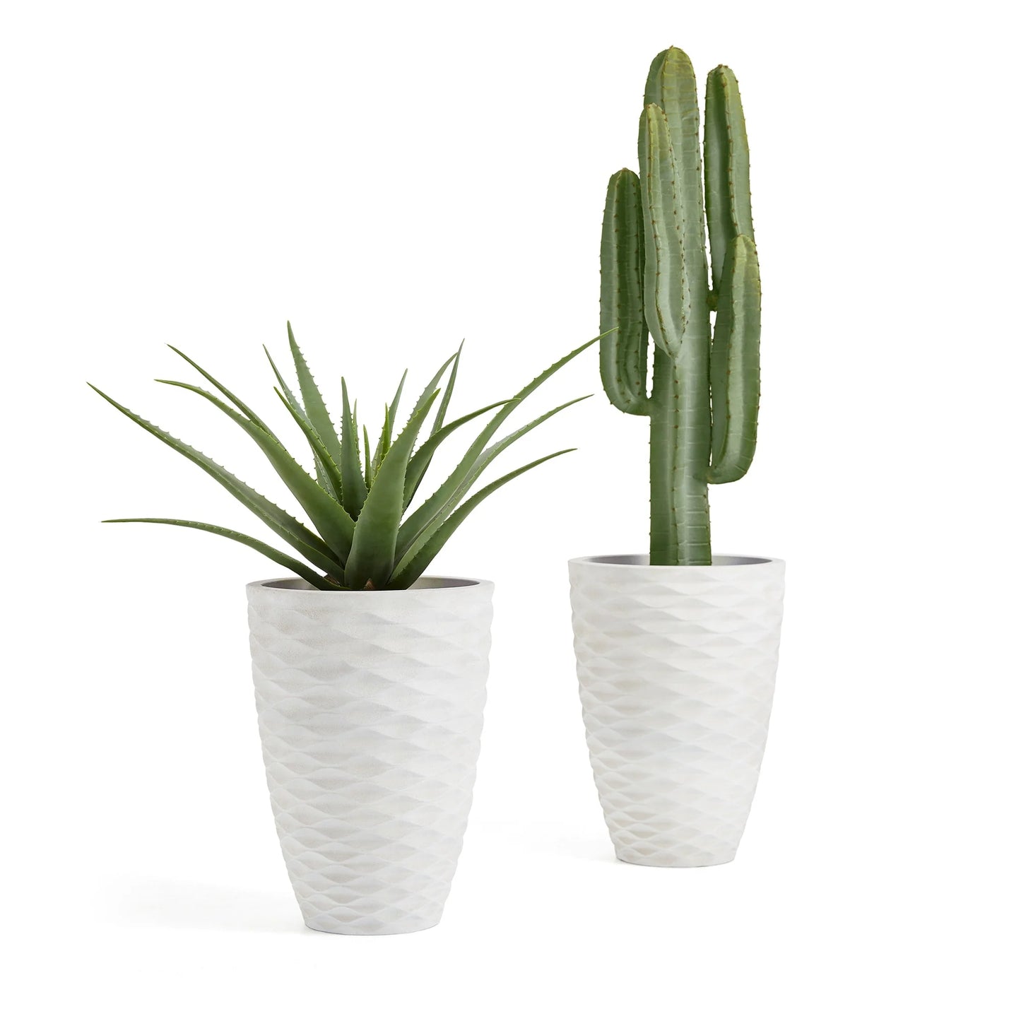 Glitzhome 19"H Set of 2 Modern Oversized Tall Planter Flowerpot Eco-Friendly Wave/ Diamond Textured Plant Pot