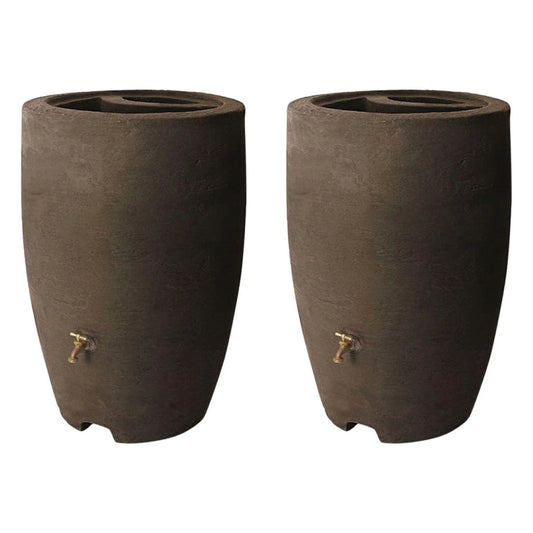 Algreen Athena 50 Gallon Plastic Rain Water Collection Drum Barrel (2 Pack) - 19