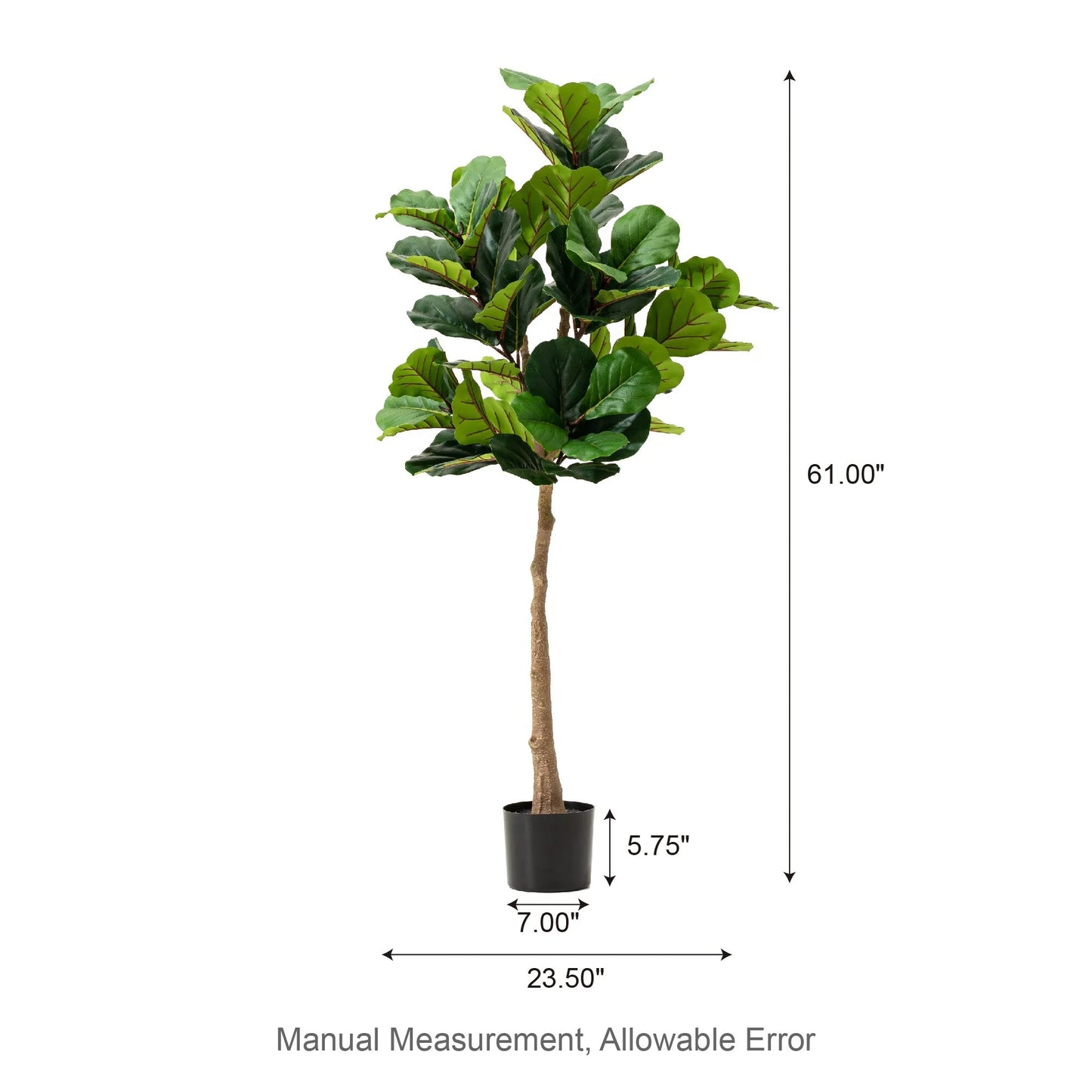 Glitzhome 3.5ft/5ft.Potted Real Touch Fiddle Leaf Fig Faux Tree