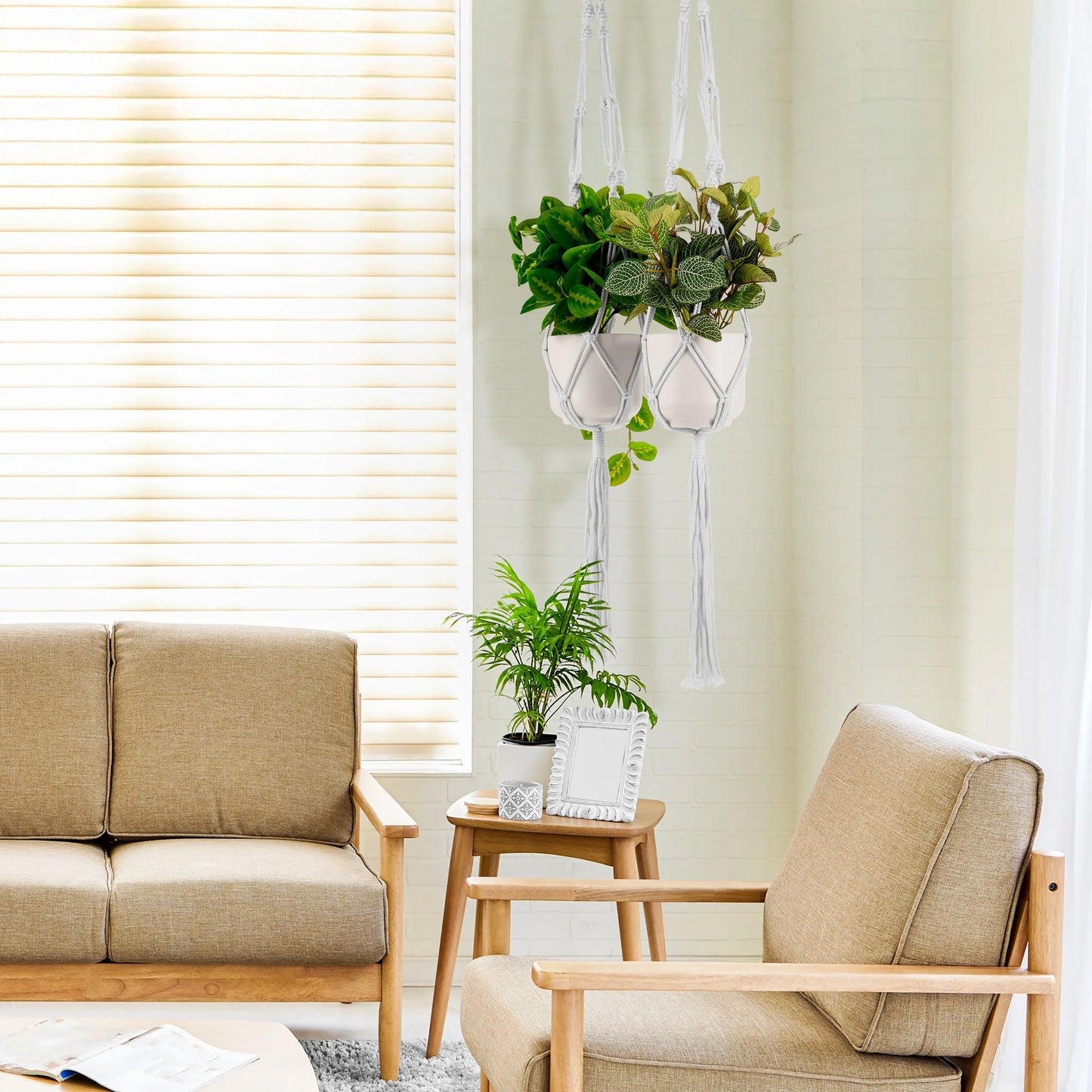 Macrame Plant Hanger (4, 6, 8 Pack) Indoor Outdoor Hanging Plant Pots Cotton Rope, Elegant for Home, Patio, Garden