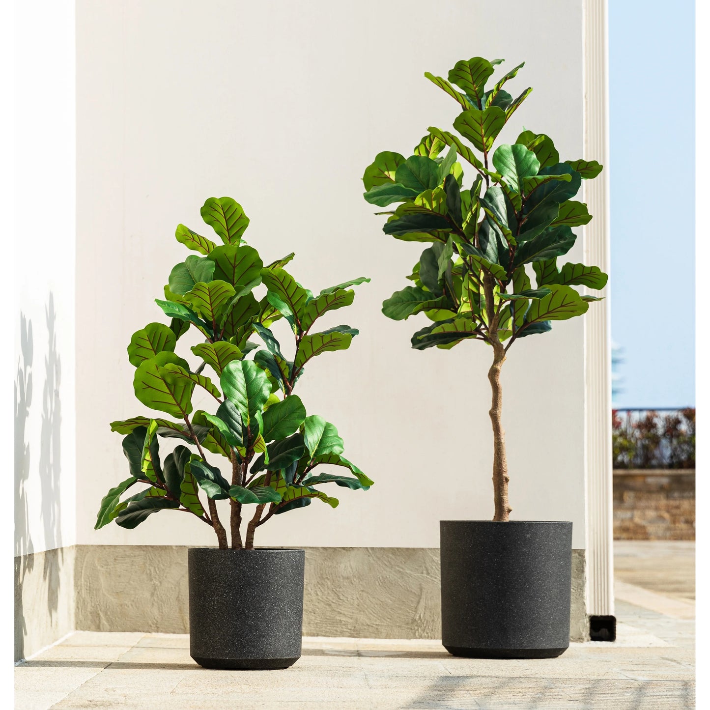 Glitzhome 3.5ft/5ft.Potted Real Touch Fiddle Leaf Fig Faux Tree