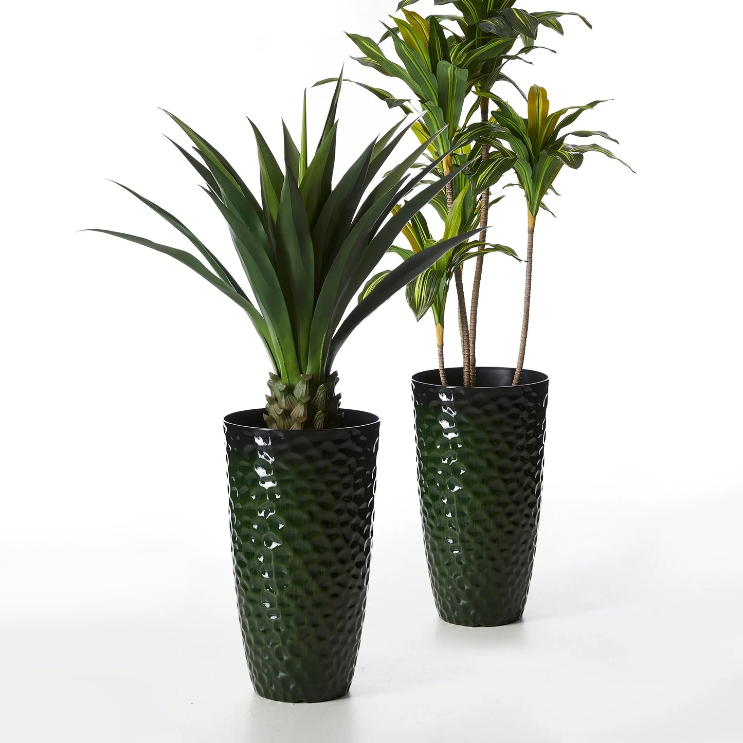 Glitzhome 23.75"H Set of 2 Oversized Eco-Friendly PP and Stone Honeycomb Textured Blue/Green/Red Tall Plastic Planter