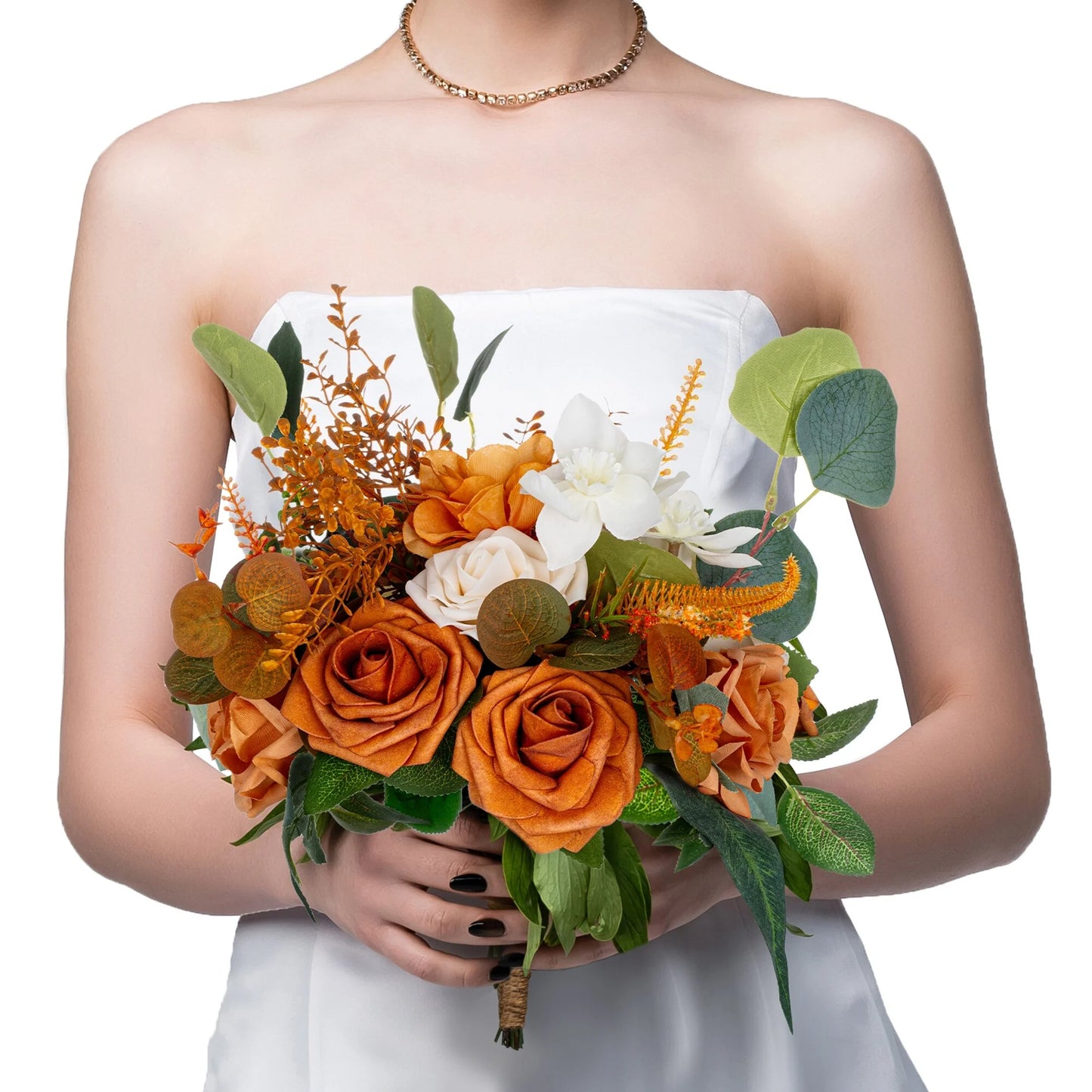 11 Inch Wedding Bouquet, Boho Bridesmaid Bouquet, Real Touch Bridal Bouquet, Floral Arrangement for Wedding