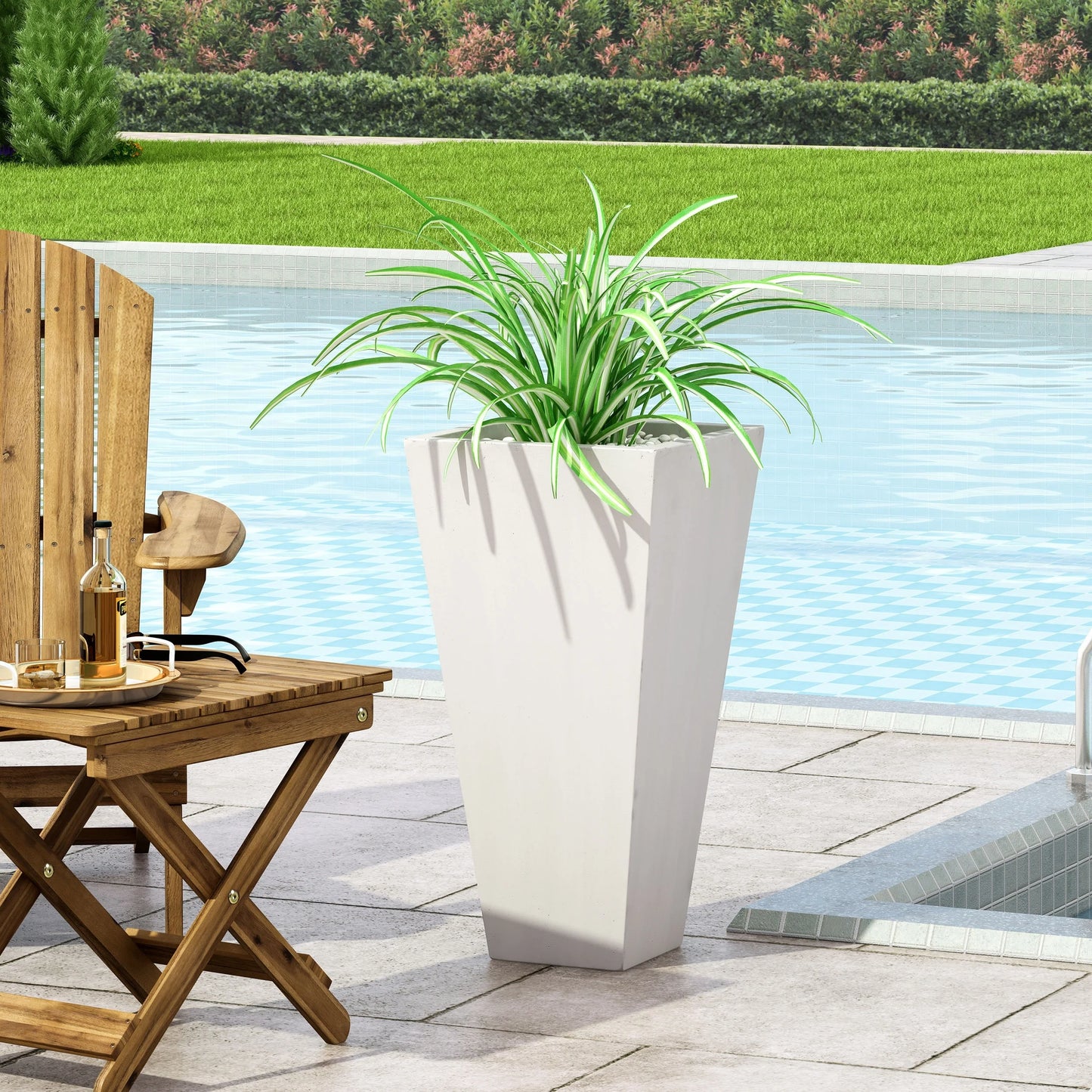 Ella Outdoor Modern Cast Stone Planter by Christopher Knight Home