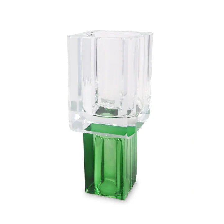 Square Vase Crystal Colored Base